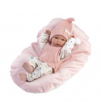 Lelle zīdainis Bimba meitene ar sedziņu un mānekli (vinila ķermenis) 35 cm Spānija LL63504